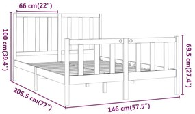 Σκελετός Κρεβατιού Χωρίς Στρώμα 140x200 εκ Μασίφ Ξύλο Πεύκου - Καφέ