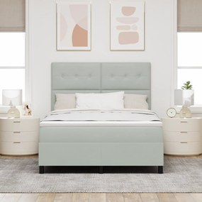 vidaXL κρεβάτι Box Spring με στρώμα  Γκρίζο ανοιχτό 140x200 εκ. Βελούδο