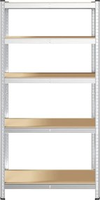 vidaXL Ραφιέρα Βαρέως Τύπου 5 Επ. Ασημί Ατσάλι/Επεξ. Ξύλο