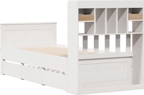 vidaXL Κρεβάτι Βιβλιοθήκη Χωρίς Στρώμα Λευκό 75x190 εκ Μασίφ Πεύκο