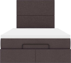 vidaXL Ottoman Κρεβάτι με Στρώμα Σκούρο Καφέ 120x200cm Ύφασμα