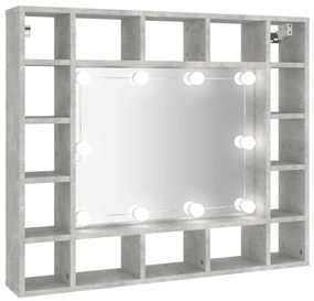 vidaXL Έπιπλο Καθρέπτη με LED Γκρι Σκυροδέματος 91x15x76,5 εκ.