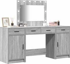 vidaXL Τραπέζι περιποίησης με συρτάρι 3 pcs Γκρι Επεξεργασμένο ξύλο