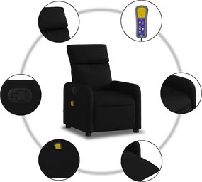 vidaXL Πολυθρόνα Μασάζ Ανακλινόμενη Μαύρη Υφασμάτινη