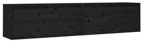 vidaXL Ντουλάπια Τοίχου 2 τεμ. Μαύρα 80x30x35 εκ από Μασίφ Ξύλο Πεύκου