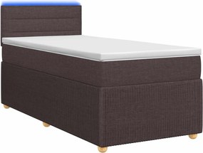vidaXL Κρεβάτι box spring με στρώμα Σκούρο Καφέ 80 x 200 cm Ύφασμα