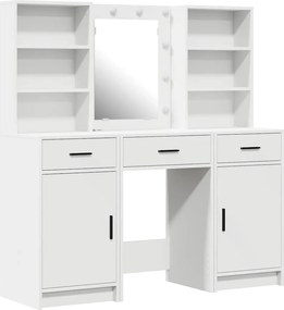 vidaXL Σετ Τραπέζι Ντυσίματος με LED 3 pcs Λευκό Επεξεργασμένο ξύλο