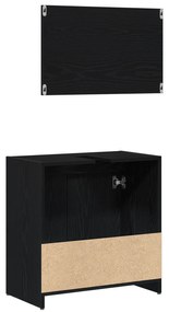 vidaXL Ντουλάπα Μπάνιου με Καθρέφτη Μαύρη Οξιά 60x33x61εκ