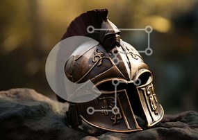 Intra Συλλεκτικό Ξύλινο Παζλ Plywood 4mm - Παλαιό σπαρτιατικό κράνος στο βράχο Σε Ξύλινο Κουτί - Διαστάσεις Puzzle: 10x10 cm – 25 κομμάτια