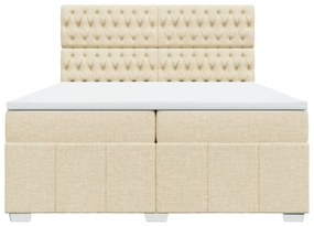 vidaXL Κρεβάτι Boxspring με Στρώμα Κρεμ 200x200 εκ. Υφασμάτινο