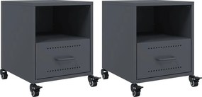 vidaXL Κομοδίνα 2 τεμ. Ανθρακί 36x39x43,5 εκ. από Χάλυβα