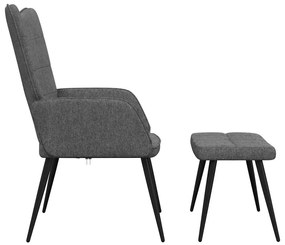 vidaXL Πολυθρόνα Relax Σκούρο Γκρι Υφασμάτινη με Σκαμπό