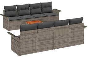 vidaXL Σετ Καναπέ Κήπου 9 pcs Γκρι Πολυ ράταν