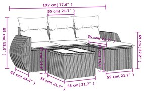 vidaXL Σετ Καναπέ Κήπου 5 τεμ. Μπεζ Συνθετικό Ρατάν με Μαξιλάρι