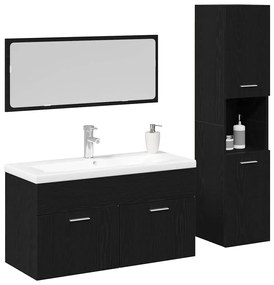 vidaXL Σετ Επίπλων Μπάνιου με πόρτα 2 pcs Μαύρη Οξυά 90 x 38.5 x 46 cm