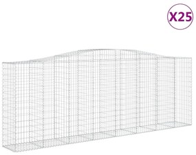 vidaXL Συρματοκιβώτια Τοξωτά 25 τεμ. 400x50x140/160 εκ. Γαλβαν. Ατσάλι