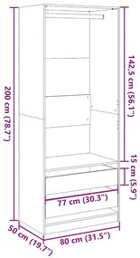 Ντουλάπα Χρώμα Sonoma Δρυς 80x50x200 εκ. από Επεξ. Ξύλο 3307749
