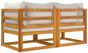 vidaXL Γωνιακοί Καναπέδες 2 τεμ. Μασίφ Ακακία με Αν. Γκρι Μαξιλάρια