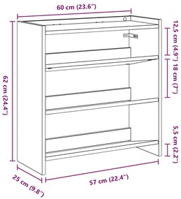 ΡΑΦΙ ΠΑΠΟΥΤΣΙΩΝ  ARTISAN OAK 60X25X62 CM ΚΑΤΑΣΚΕΥΑΣΜΕΝΟ ΞΥΛΟ 859895