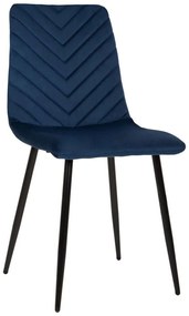 Καρέκλα Latrell HM8587.08 43x54x88cm Με Μεταλλικά Πόδια Blue-Black Βελούδο, Μέταλλο