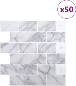 vidaXL Πλακάκι Subway 50 τεμ. Λευκό Μάρμαρο 30 x 30 cm