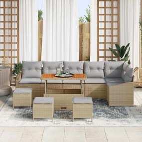 vidaXL Σετ Καναπέ Κήπου με μαξιλάρι 10 pcs Μπεζ συνθετικό ρατάν