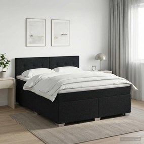 vidaXL Κρεβάτι box spring με στρώμα Μαύρο 180 x 200 cm Ύφασμα
