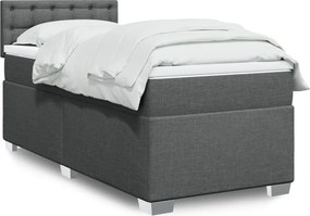 vidaXL Κρεβάτι Boxspring με Στρώμα Σκούρο Γκρι 90x190 εκ. Υφασμάτινο