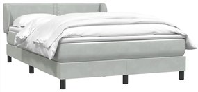 vidaXL Κρεβάτι Boxspring με Στρώμα Ανοιχτό Γκρι 160x220 εκ. Βελούδινο