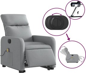 vidaXL Πολυθρόνα Μασάζ Ηλεκ. Ανακλινόμενη Ανύψωση Αν. Γκρι Υφασμάτινη