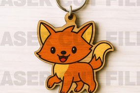 Intra απο ξύλο plywood 3mm-4mm πάχος -  λέιζερ Cute Fox Keychain  Δίασταση 4x4 cm INTRAFABR-122045967