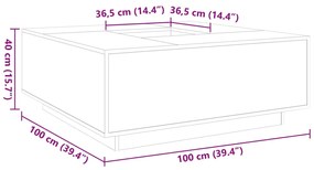 Τραπεζάκι Σαλονιού Μαύρο 100x100x40 εκ. από Επεξεργασμένο Ξύλο - Μαύρο