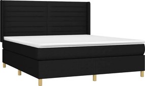 vidaXL Κρεβάτι Boxspring με Στρώμα Μαύρο 180x200 εκ. Υφασμάτινο