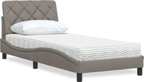 vidaXL Κρεβάτι με Στρώμα Taupe 90x190 εκ.Υφασμάτινο
