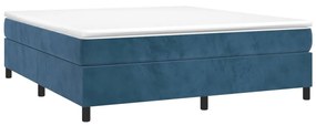 Κρεβάτι Boxspring με Στρώμα Σκούρο Μπλε 160x200 εκ. Βελούδινο - Μπλε