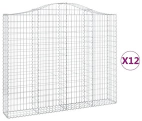 vidaXL Συρματοκιβώτια Τοξωτά 12 τεμ. 200x30x160/180 εκ. Γαλβαν. Ατσάλι