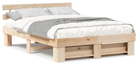 vidaXL Σκελετός Κρεβατιού με κεφαλάρι Καφέ 160 x 200 cm Ξύλο πεύκου