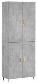 vidaXL Ντουλάπι Γκρι Σκυροδέματος 69,5x34x180 εκ. Επεξεργασμένο Ξύλο