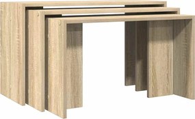 vidaXL Τραπεζάκια Ζιγκόν 3 τεμ. Sonoma Δρυς από Επεξεργασμένο Ξύλο