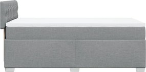 vidaXL Κρεβάτι Boxspring με Στρώμα Ανοιχτό Γκρι 90x200 εκ. Υφασμάτινο