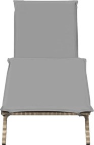 vidaXL Ξαπλώστρα Μπεζ από Συνθετικό Ρατάν με Μαξιλάρια