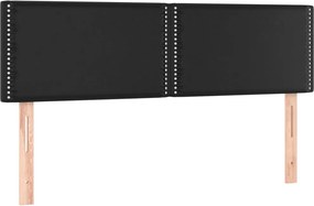 vidaXL Κρεβάτι Boxspring με Στρώμα Μαύρο 140x190εκ.από Συνθετικό Δέρμα