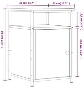 Κομοδίνο Καφέ Δρυ 40 x 42 x 60 εκ. από Επεξεργασμένο Ξύλο - Καφέ