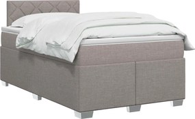 vidaXL Κρεβάτι Box Spring με Στρώμα και LED Taupe 120 x 200 cm Ύφασμα