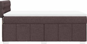 vidaXL Κρεβάτι Boxspring με Στρώμα Σκούρο Καφέ 90x200 εκ. Υφασμάτινο