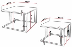 Σετ τραπεζιών περιοδικών Miami 420, Μαύρο, 50x76x76cm, Πλαστικοποιημένη μοριοσανίδα, Γωνιακό | Epipla1.gr