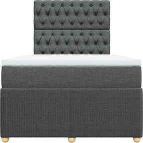 vidaXL Κρεβάτι Boxspring με Στρώμα Σκούρο Γκρι 120x200 εκ. Υφασμάτινο