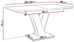 Τραπέζι Goodyear 104, Γυαλιστερό λευκό, 75x80x120cm, Επιμήκυνση, Πλαστικοποιημένη μοριοσανίδα