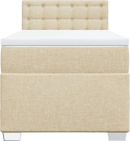 vidaXL Κρεβάτι Boxspring με Στρώμα Κρεμ 90x200 εκ.Υφασμάτινο