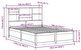 Σκελετός Κρεβατιού Χωρίς Στρώμα 120x190 εκ Μασίφ Ξύλο Πεύκου - Καφέ